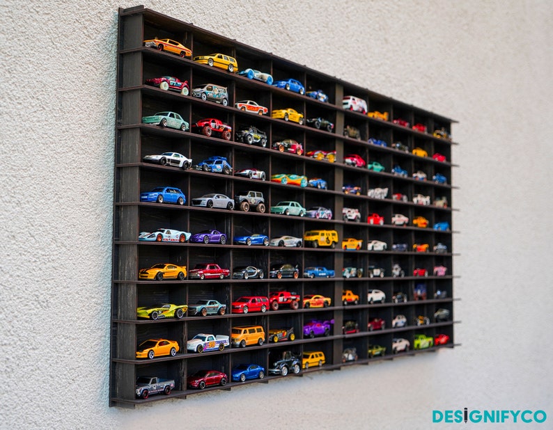 Old Black Toy Car Storage For 100CarsMatchbox Car Storage1:64 Car ShelfWall Mounted Car RackMatchbox Car Holder Toy Car Display Case image 3