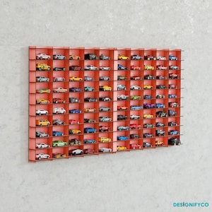 Pink 1:64 Toy Car  Wall Shelf for 100 Cars | Car Display Case | Matchbox display | Toy Car Holder | Wall Mounted Car Storage |Toy Car Garage
