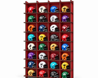 32 Mini Football Helmet Display Case,  Optional Personalized Sign, 11 Colors