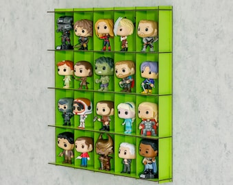 Vetrina Green Pop, espositore da parete per figure in vinile, ripiani espositivi per 20 figure, supporto per riporre figure