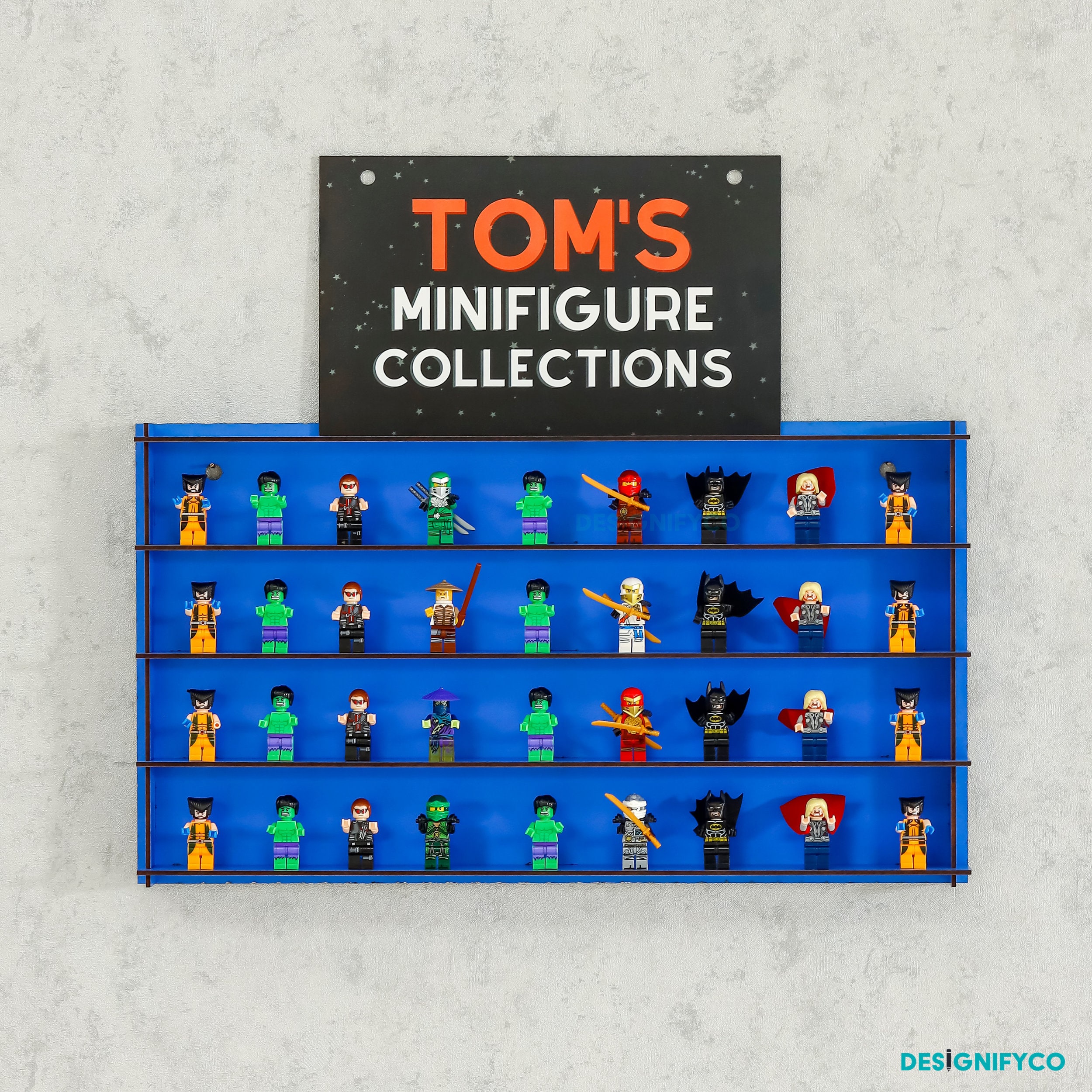 Short Figure Display Customizable Blue Minifigure Display Case Shelves,minifigure Display ...