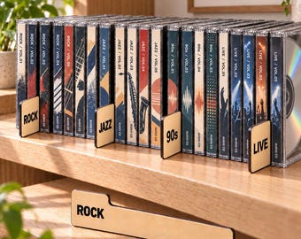 CD and DVD Dividers Personalized MDF Shelf Organizers with Double Sided Printing