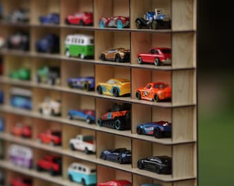 Houten 1:64 speelgoedautovitrine voor 50 en meer auto's voor speelgoedautoverzamelaar: