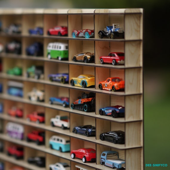The Classic Cars of the 50's★ミニカー用木製シェルフ Wooden 1:64 Toy Car Display Case for 50 & More Cars for Toy