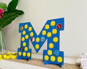 Custom Letter Bottle Cap Display Stand For Beer Lover - Personalized Beer Cap Holder - Freestanding Cap Desktop ,Home Bar Accessory