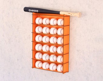 Orange & more color  Baseball Display Case,Baseball Cabinet Holder Rack,Baseball Display Stand,Baseball gift,Baseball Decor,Baseball Frame,