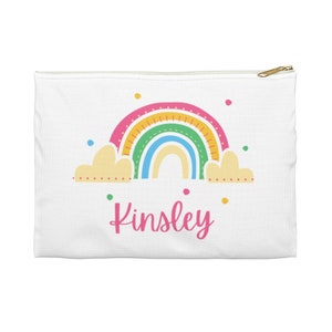 Custom Name Pencil Case, Personalized Accessory Pouch, Back to School Supplies, Gifts for Kids, Rainbow Student Pencil Pouch, Zipit pencil