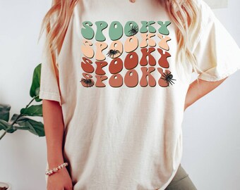 Spooky Halloween Shirt, Retro Halloween Comfort Colors Shirt, Vintage Halloween Crewneck, Spooky Season Shirt, Oversized T-shirt