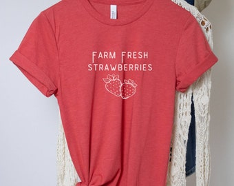 Vintage Graphic Strawberry Shirt, Farm Fresh Strawberries Shirt, Cottage Core Tee, Cottagecore Strawberry Shirt