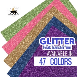 Glitter HTV 10&quot; x 12&quot;, 10 sheets pack different colors, HTV Glitter, Heat Transfer Vinyl, Vinyl Packs, Vinyl Bundles, 47 colors! Kamicrafts