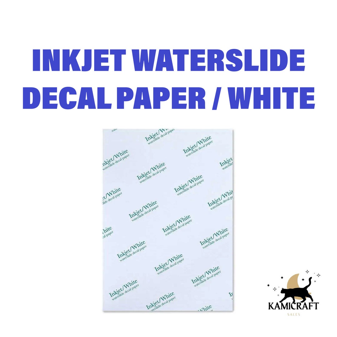 WATERSLIDE Decal Paper 100 SHEET PACKS White or Clear for Inkjet and