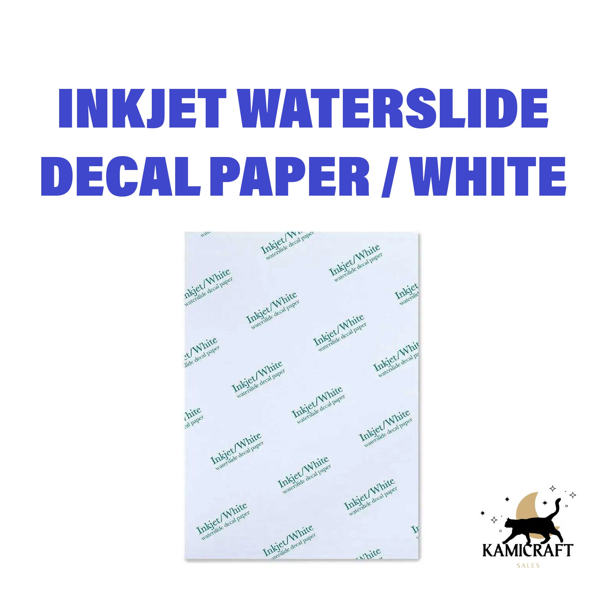WATERSLIDE Decal Paper 20 and 50 SHEET PACKS White & Clear for Inkjet and  Laser Printers Looks Painted on Works for Nail Art Too 