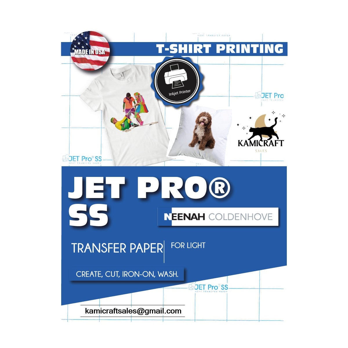 Jet Pro SS Inkjet Heat Transfer Paper for Lights Garments Pack 8.5\, image size:1200x1200