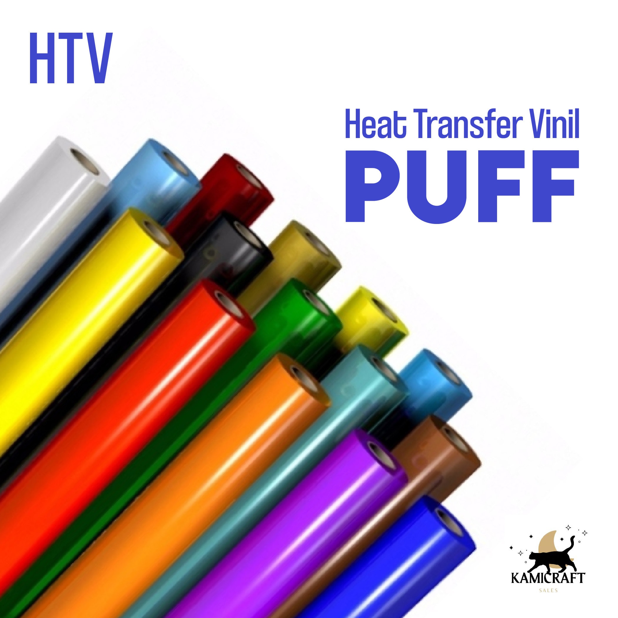 3D PUFF HTV, 180 Colored Puff Vinyl, Puff Heat Transfer Vinyl - 12x10  PUFF HTV