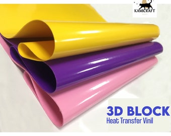 Thick 3D Iron On Heat Transfer Vinyl for T-Shirts 20" Width  (750 microns HTV) Heat Transfer Fashion Vinyl for Cameo and Cricut