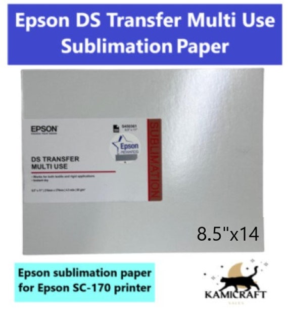 Epson Dye Sublimation DS Heat Transfer Printable Multi Use Paper, 85GSM,  8.5 X14 100 Sheet Pack for Epson F570/F170 S450363 