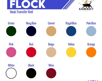 Flock Heat Transfer Vinyl - 12" x 20" sheet, t-shirt vinyl Kamicrafts