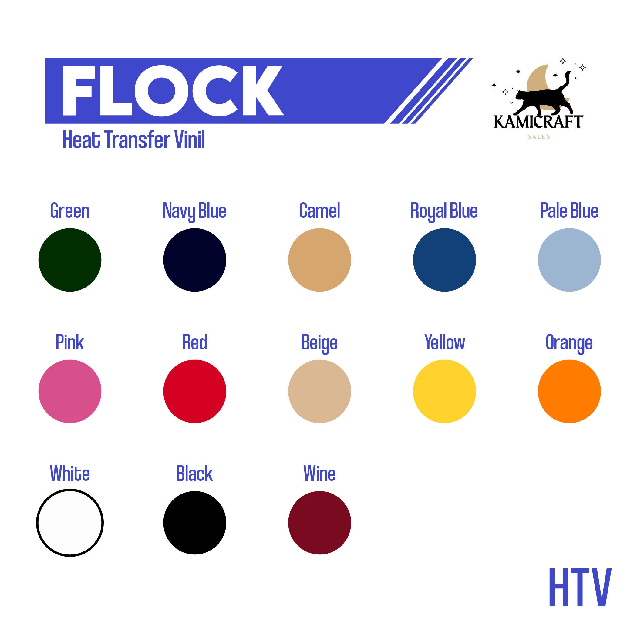 20pcs 20 Colors Flock Heat Transfer Vinyl 12x10 HTV Bundle
