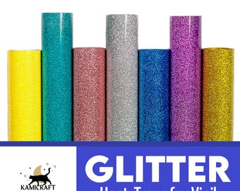 10" x 1 Yard Roll / Glitter Heat Transfer Vinyl / T-shirt Vinyl / Silhouette Vinyl / Cricut htv / HTV Vinyl / Glitter Vinyl / HTV Kamicrafts