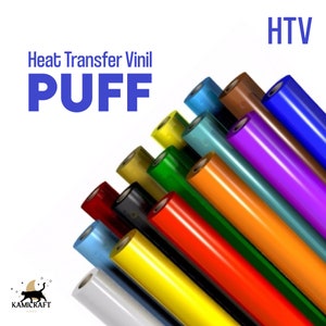 PUFF HTV Vinyl, Puff Htv, 20 X 12 19 COLORS Heat Transfer Vinyl, Puffy Vinyl,  T-shirt Vinyl, Htv, Silhouette, Cricut Friendly 