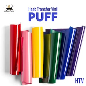 3D Puff - Foam Heat Transfer Vinyl | 18 Colors | HTV Vinyl | HTV Transfer | for Cricut and Silhouette, 12&quot;x10&quot;/6&quot;x10&quot;