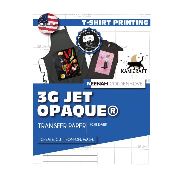 Heat Transfer Paper 3G Opaque Iron On DARK T SHIRT Ink Jet Paper 8.5"x11" - Kamicrafts