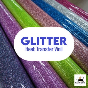 10" x 12" sheet(s) GLITTER Heat Transfer Vinyl (HTV) for Silhouette Cameo, Cricut - Kamicrafts