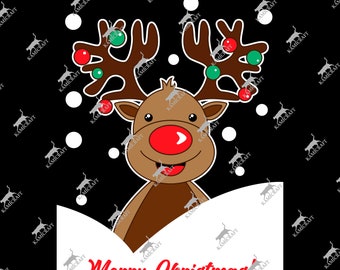 Christmas Reindeer PNG & SVG no Background, Instant Download