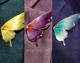 Whimsical Butterfly Fairy Wing Brooch: Glitter Gradient Resin Lapel Pin for Suits, Sweaters, and more