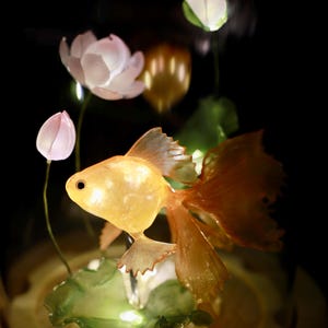 Picture of Handmade Goldfish Lotus Lamp, Koi Fish Lamp, Betta Fish Lamp, Fish ...