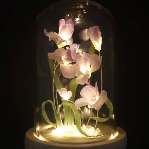 Handmade Iris Flower lamp, Orchid Tulip, Iris Home Decor, Iris Flower Night Light, Flower Dome, Purple Flower, Gift for Loved Ones