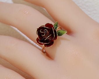 Handmade Adjustable Rose/Peony Flower Ring, Earrings, Wire Resin Floral Statement Ring, One Size Fits Most, Clip-on Earrings