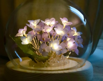 Handmade Mini Hydrangea/Lilac Flower Bouquet Ambience Lamp, Romantic Forget-Me-Not Botanical Night Light , USB Rechargeable Lantern