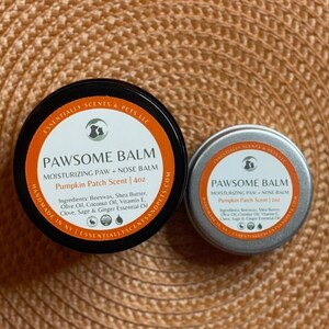 Paw & Nose Balm:  Pumpkin Patch Scent - Nourish and protect paws and noses with this soothing balm in a delightful pumpkin aroma for dogs.