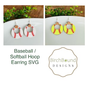 Baseball/Softball Hoop Earring SVG, Baseball, Softball, Glowforge Tested, Digital Download, Gift for coach, Gift for mom, Laser File