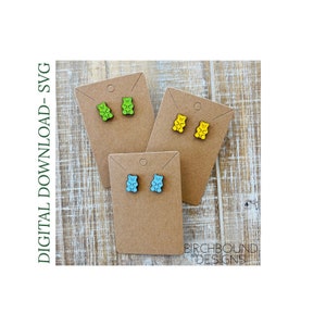 Cute Stud Earrings, Gummy Bear Earring SVG, Glowforge Tested, Digital Download