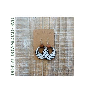 Volleyball Hoop Earring SVG, Volleyball Cut File Glowforge Tested, Digital Download, Laser File