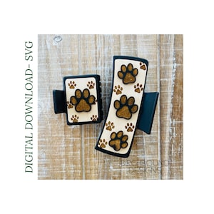 Krallenclip SVG, 3D-Pfotenabdruck-Clip-Design, Bulldoggen-Maskottchen, digitaler Download, von Glowforge getestete Laser-Cut-Datei