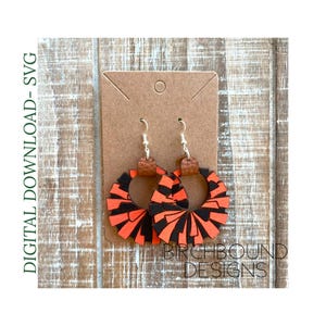 Pom Pom Cheer Wood & Leather Hoop Earring SVG, Cheer Pom Poms Cut File Glowforge Tested, Digital Download, Laser File