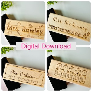 Regali personalizzati per insegnanti di lavagna/gomma per lavagna, materiale scolastico, ritorno a scuola, laser pronto Glowforge testato SVG, download digitale