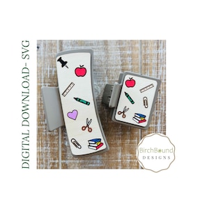 Klauw clip SVG, schoolbenodigdheden klauw clip SVG, terug naar school klauw clip, leraar haarclip, digitale download, Glowforge getest lasergesneden bestand