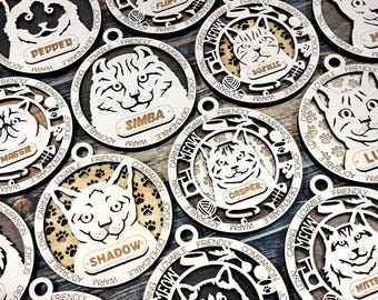 Adorable Personalized Cat Ornaments, 25 Different Breeds