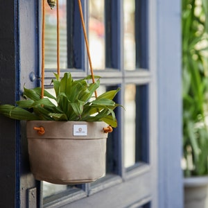 Waxed Canvas Hanging Planters for Indoor/Outdoor Plants - Plant Holder