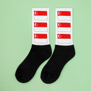 Singapore socks, Singapore flag socks, Flag socks, World socks, Singaporean socks, Geography socks,