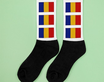 Roemenië vlag, Roemeense vlag, Roemenië sokken, Roemeense sokken, Roemenië vlag sokken, Roemeense vlag sokken, Vlag sokken, Wereld sokken, Geografie sok
