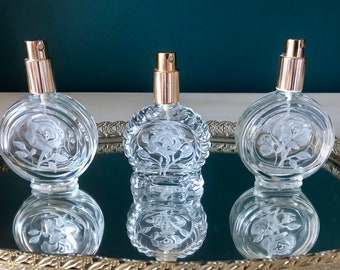 Three (3) Vintage Cut Crystal Perfume Atomizer Spray Bottles