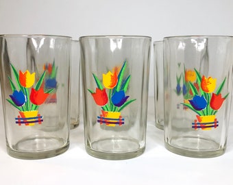 Set of (6) Circa 1940’s Multicolor Juice Glasses