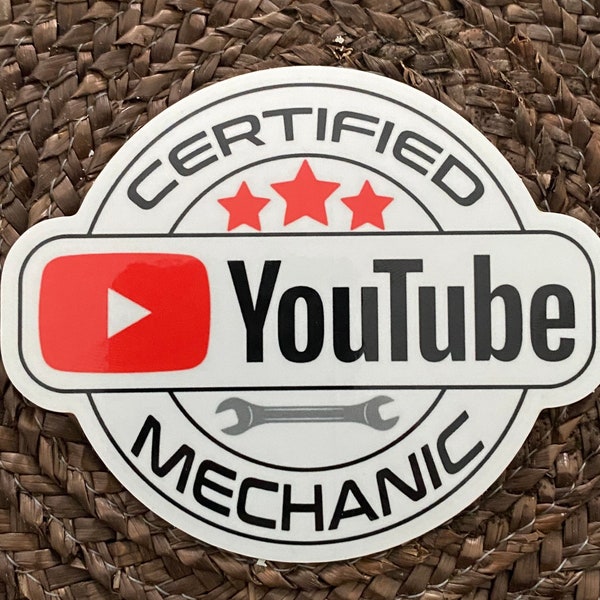 Certified YouTube mechanic sticker . 4”. FREE SHIPPING