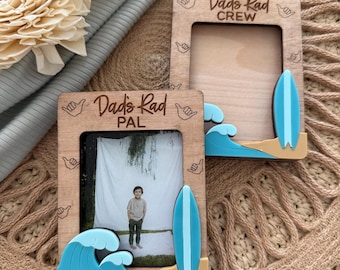 Personalized Wood Photo Frame Magnet: Rad Dad Gift