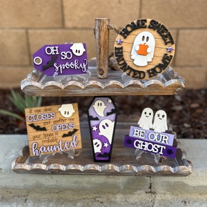 Halloween Tiered Tray Sign: Spooky Haunted House Decor (DIY Kit)